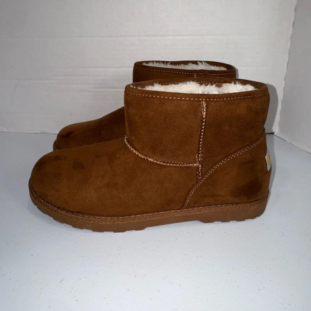 Makalu Brown Suede Faux Fur Lined Ankle Boots Kids Size 5